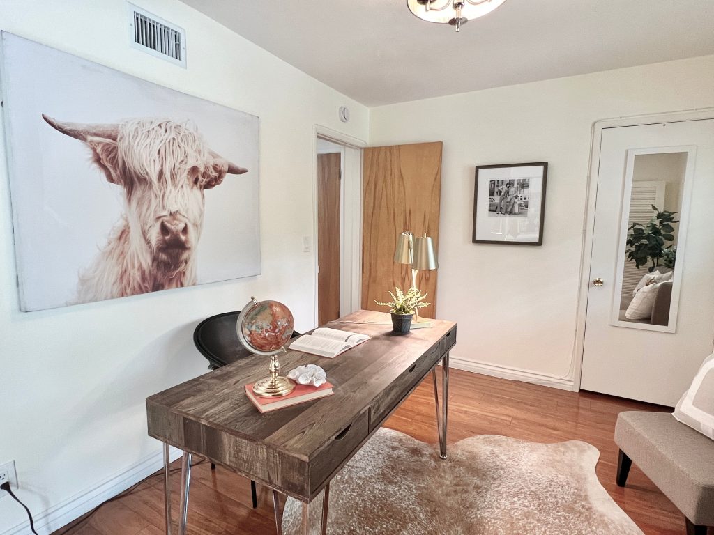 Los Angeles, CA — Does Cowhide Work in Loft Staging with Limited Walls? - Bionki Interiors